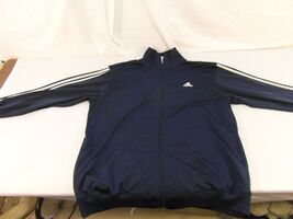 Adult Men's Vintage Adidas Track Jacket Blue White Stripe Full Zipper 30642 - $30.34