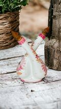 HB Quimper France Pottery Attached Oil and Vinegar Cruet Bottle Pink Flo... - $54.87