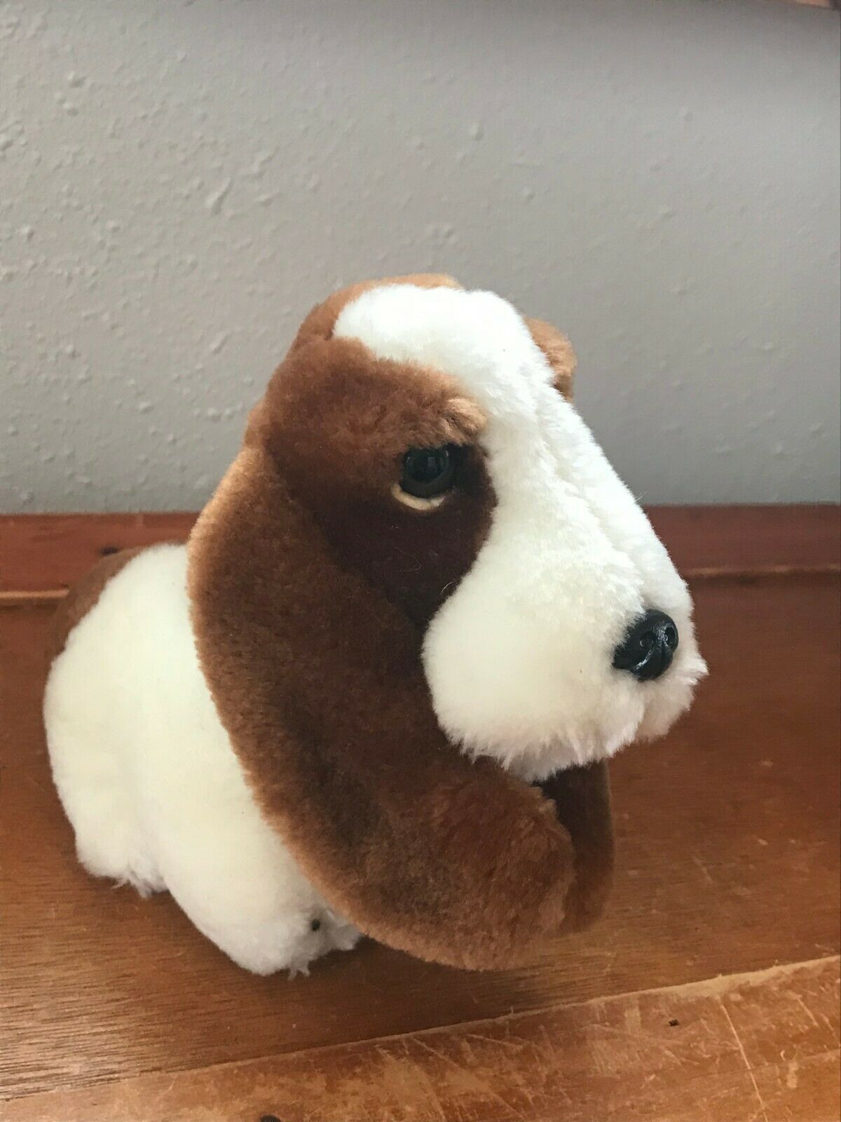 Vintage Small Brown & White Hush Puppies Promotion Plush Hound Puppy Dog Stuffed - £9.02 GBP