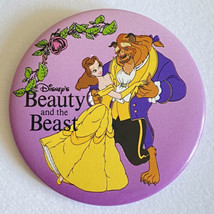 Vintage Disney BEAUTY AND THE BEAST With Belle &amp; Beast Dancing Button Pi... - $9.95