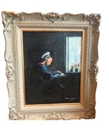 Oil Painting Of A Lady Sitting By a Window In Deep  Thought Ronnie Comte... - €422,93 EUR