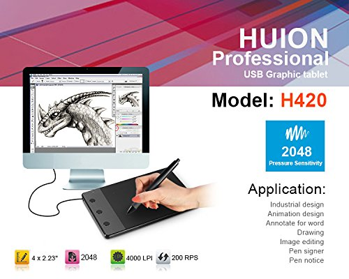 HUION H420 USB Paper Notepad Tablet Pen Art Drawing Pad Digital Graphics... - $19.79+