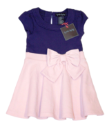 CYNTHIA ROWLEY New York BABY GIRL NAVY Pink BOW Flared DRESS ( 12M ) - $1,213.78 MXN