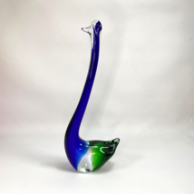 Vintage Blue Green Art Glass Long Neck Swan Figurine 13” Italian Murano? - £51.31 GBP