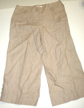 New Womens Tan Crop Pants Ann Taylor Loft 6 Work Office Beige Casual 100% Linen - £31.58 GBP