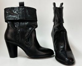 RSVP  Ranch leather western pull on boots black snake US 6.5 M - £35.35 GBP