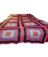 Granny Square handmade Crochet 77&quot; x 98&quot; Bedspread Throw Multicolor - $1,060.94 MXN