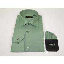 Mens Shirt Hankie CASILA Turkey Cotton Blend Long Sleeves 501770-07 Solid Green image 6