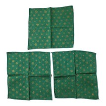 Vintage Handmade Printed Snowflakes Cloth Cocktail Napkins Red Green Set of 6 - £8.69 GBP