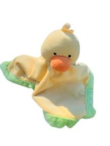 Tiddiliwinks Duck Plush Baby Yellow Security Blanket Lovey Lime Green Trim - $12.26