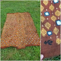Antique 19c Indian Banjara Phulkhari Geometric Tapestry Shisha Mirror shawl rare - £299.82 GBP