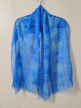 Unitallia Sheer Blue Polkadot Polyester Ladies Long Scarf 60x21 - $12.99