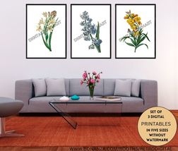 Watercolour Botanical Printable Wall Art in a Set of 3 Floral Wall Hangi... - £9.58 GBP