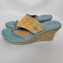 Born Drilles Women&#39;s Espedrilles Wedge Heel Sandals 8/39 Orange Blue Pla... - $32.42 CAD