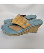 Born Drilles Women&#39;s Espedrilles Wedge Heel Sandals 8/39 Orange Blue Pla... - $32.48 CAD