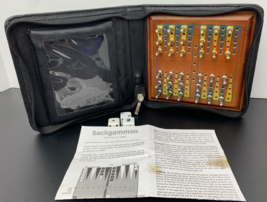 FUNDEX Portfolio Backgammon Game Zipper Travel Case w/pieces, dice, wood... - £10.26 GBP