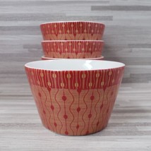 (4) 222 Fifth Theorie Red Porcelain Fine Dessert Bowls Red Gold White - $27.87