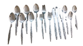 Stanley Roberts Garicho Stainless Flatware Lot Of 15 Pieces 80&#39;s Retro Tribal - $60.78