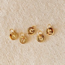 Stamped Tiny Initial Letter Charm in 18k Gold Filled Complete Alphabet - £3.11 GBP