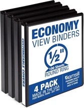 Samsill Economy 0.5 Inch 3 Ring Binder, Made in The USA 4 Pack - $35.09 CAD