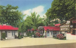 Key West Florida~Entrance To El Rancho MOTEL-NEON SIGNS~1940s Postcard - £7.14 GBP