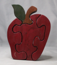 Handcrafted Wooden Apple Puzzle 4 Pieces Free Standing Decorative or Toy - £10.11 GBP