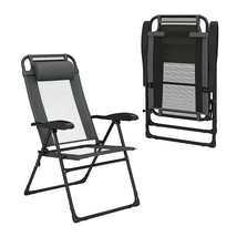 Outdoor Folding Chairs Set of 2 with Armrests and 7-Level Backrest-Gray ... - $2,795.11 MXN