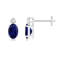 ANGARA Lab-Grown 1.28Ct Blue Sapphire Stud Earrings with Lab Diamond in 14K Gold - £643.31 GBP