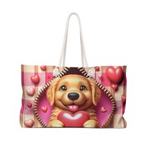 Personalised/Non-Personalised Weekender Bag, Cute Dog, Zipper, Valentines Day, L - £38.74 GBP