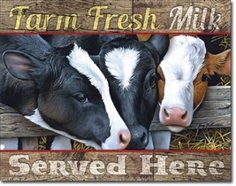 Farm Fresh Milk Ad Cow Country Kitchen Home Wall Decor Picture Metal Tin Sign - £17.39 GBP