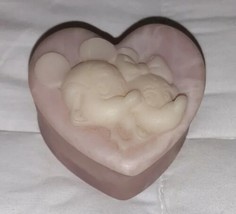 Walt Disney Pink Heart Trinket Box Jewelry MICKEY &amp; MINNIE USA mother&#39;s day - £37.74 GBP