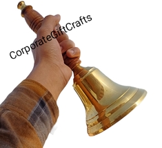 Brass Hand Bell 11&quot; With Wooden Handle brass bell for School Brass Hand bell  - £44.10 GBP