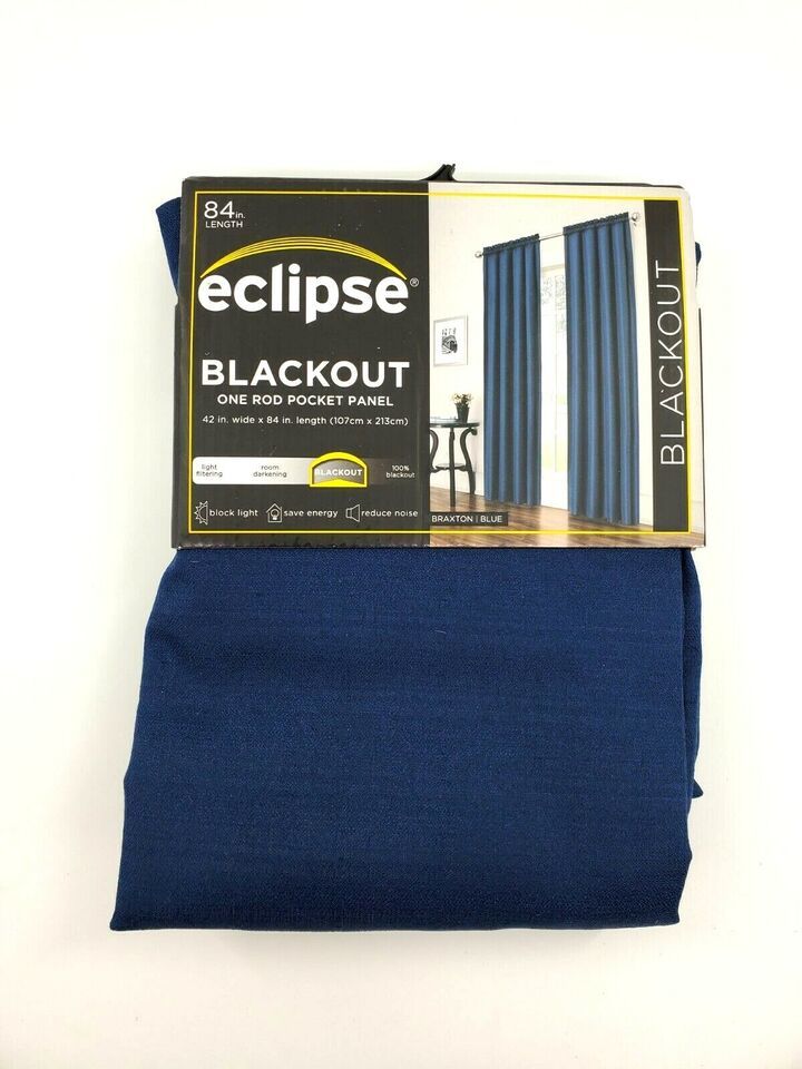 Eclipse Braxton Thermaback Light Blocking Curtain Panel Blue 42" x 84" New - $11.43