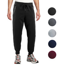 Men&#39;s Athletic Running Sport Workout Fitness Gym Zip Pocket Jogger Sweat Pants - £14.78 GBP