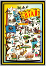 Greetings from UTAH Postcard State Map, State Bird &amp; Flower Unused - $4.09
