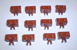12 Used Lego Reddish Brown Brick 1 x 2 with Clip Vertical 30237 - £7.93 GBP
