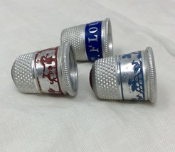 Collectible Vintage Thimbles with Enameled Advertising Graphics - £11.72 GBP