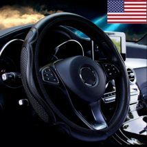 Black Leather Car Steering Wheel Cover Breathable Anti-slip Car Accessor... - £11.80 GBP