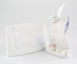 Lladro Collector&#39;s Society Scroll w/ Dove and Quixote Plaque Great Condition! - £83.80 GBP