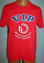 Vintage 80s Nashville Metro Public Schools Vip Red 50/50 T-SHIRT L Vtg Crew Neck - £15.02 GBP