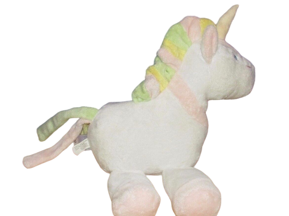 Baby Ganz soft plush white pastel unicorn rattle pink yellow green soft toy - $14.84