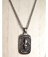 Stainless Steel 316  Cross Dog Tag Pendant Gothic Fleur De Lis with 24&quot; ... - $1,373.97 MXN