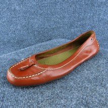 Eddie Bauer Driving Women Flat Shoes Orange Leather Slip On Size 9 Medium - $24.75