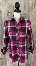 PENDLETON Button Front Shirt Size 8 Wrinkle Free Fitted Pink Plaid Cuffed Wrist - £20.56 GBP