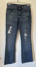 J Star Women&#39;s Jeans Boot Leg Medium Wash Distressed Blue Denim Size 7/8 - $21.66