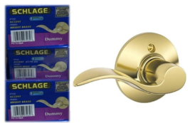 Accent Left Hand Dummy Lever, Bright Brass - Schlage F170ACC605LH (3-Pack) - $35.63