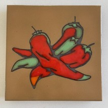Masterworks Red Chillies Southwest Hand Crafted Ceramic Art Tile - $34.64