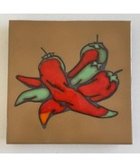Masterworks Red Chillies Southwest Hand Crafted Ceramic Art Tile - £27.36 GBP