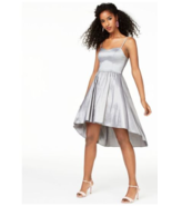 B Darlin Women’s Spaghetti Strap High Low Grey Sweetheart Dress NWT MSRP... - $540.19 MXN