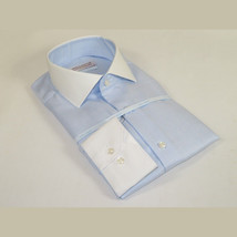 Mens 100% Italian Cotton Shirt High Quality Non Iron SORRENTO Turkey 4442 Blue image 7